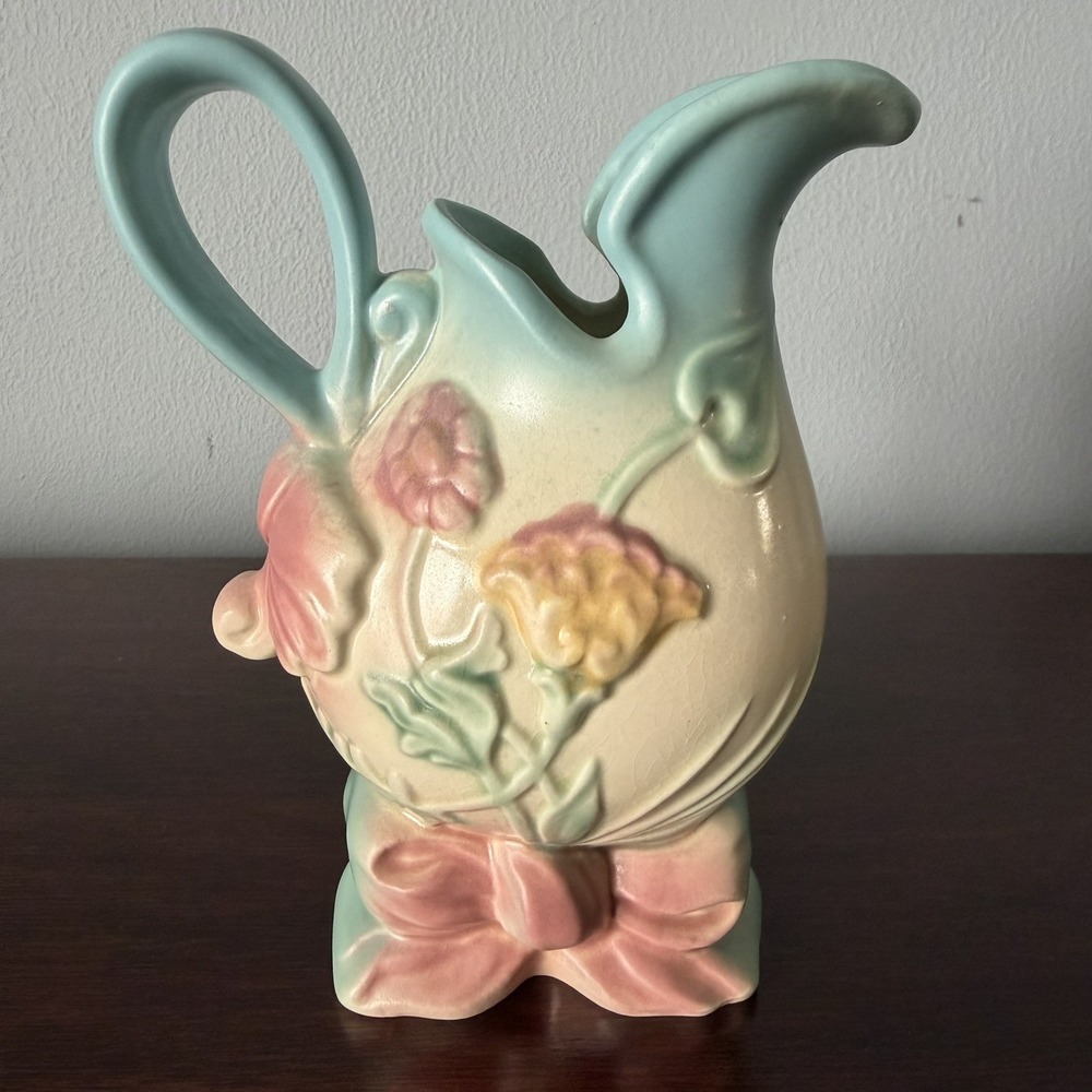 Vintage Beautiful Hull Bow Knot Blue & Pink Pitcher/Vase. Lovely! 1940s Rare